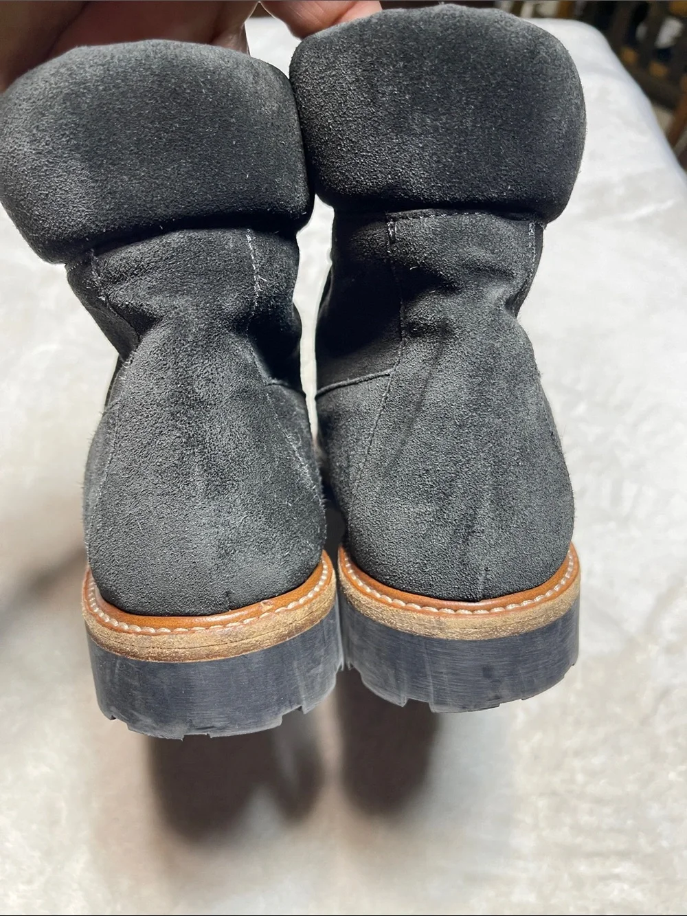 Vince Black Suede Lug Sole Ankle Boots Size 8 Women’s